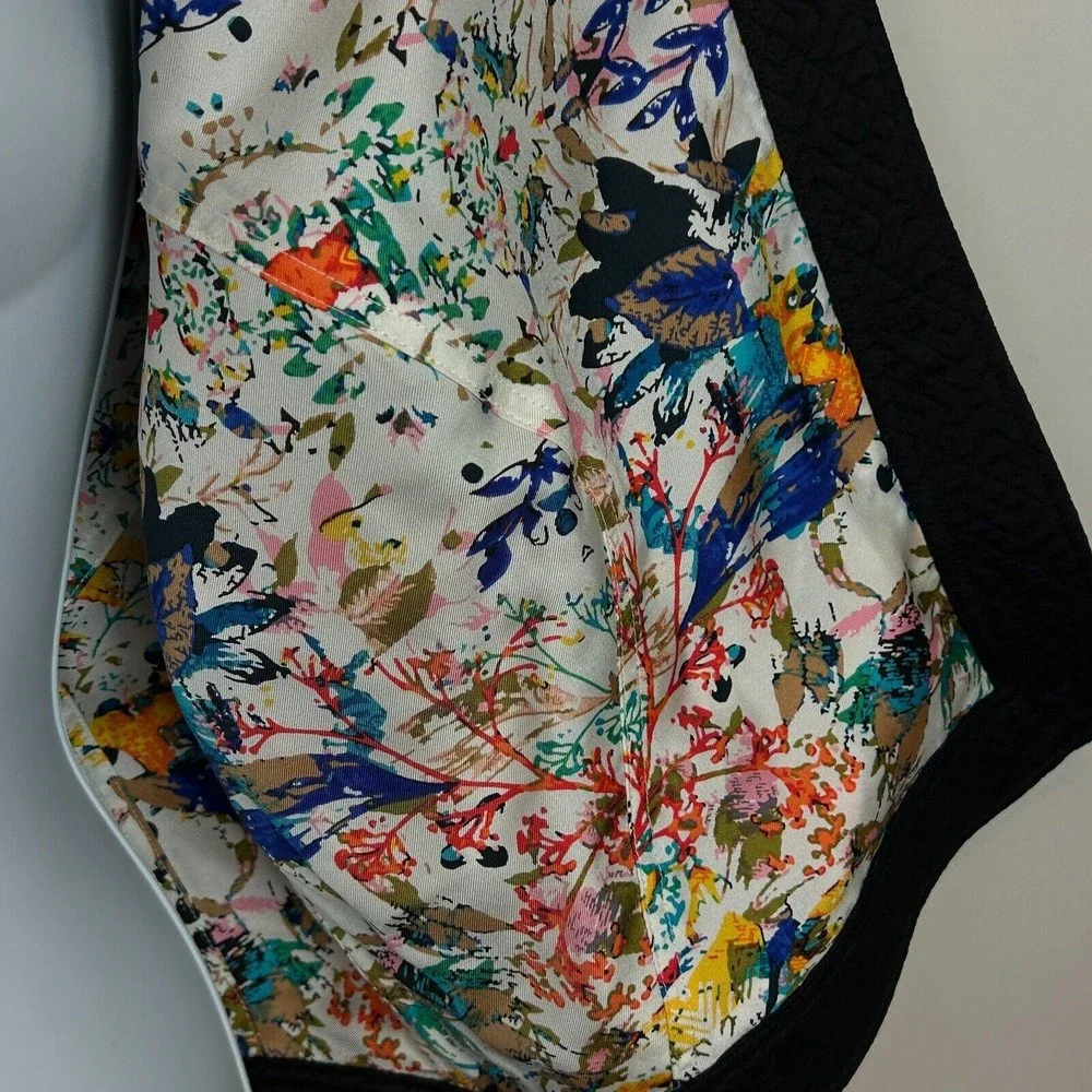 Rebecca Minkoff Black Quilted Moto Jacket Floral Lining Size M - Picture 7 of 14